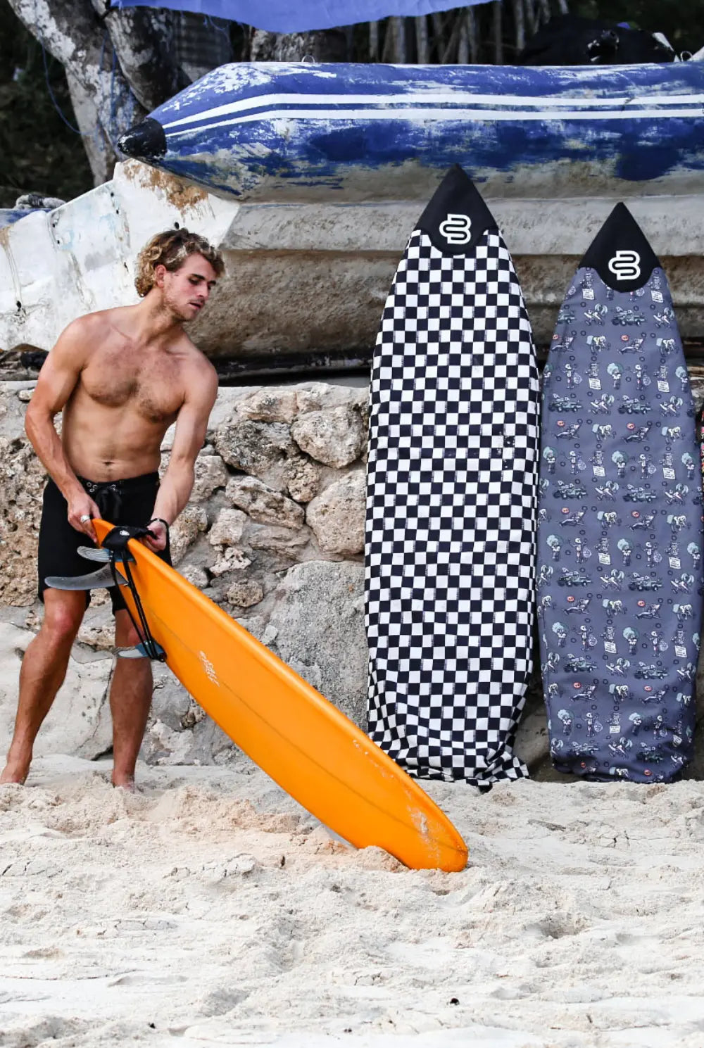 Checks Shortboard - Boardsox Canvas Surfboard Cover - BOARDSOX®BoardSox Surfboard Cover