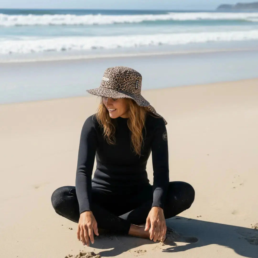Boardsox “Jaxie” Leopard Surf Hat + Hard Shell Insert - BOARDSOX®Hat