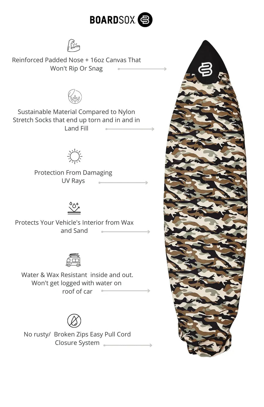 Camo Boardsox® Custom Fit Big Wave Gun Cover - BOARDSOX®BoardSox Surfboard Cover
