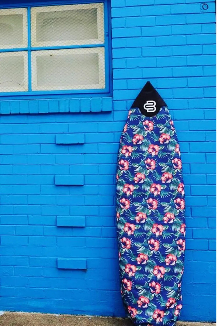 Hawaiian canvas surfboard cover, drawstring closure drawn snug