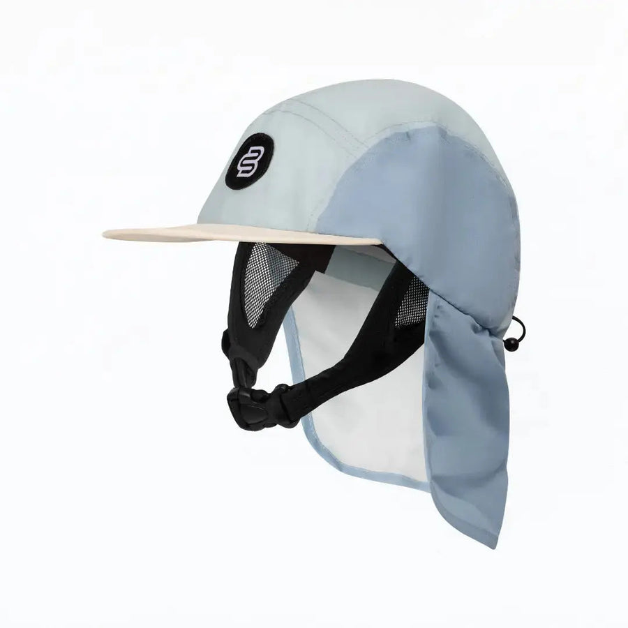 Kirra Boardsox surf cap in powder blue with a cream brim